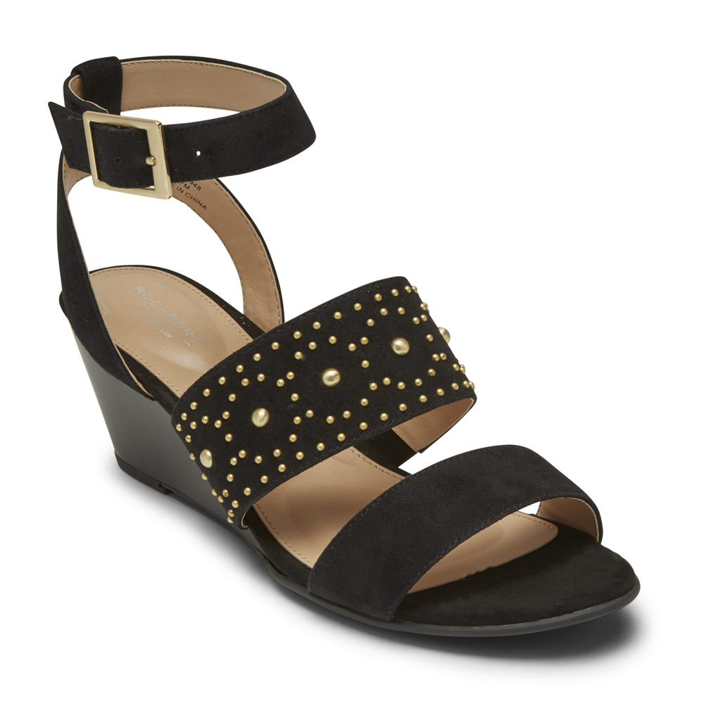 Rockport Womens Sandals Black - Total Motion Taylor Studded - UK 710-WSIOKL